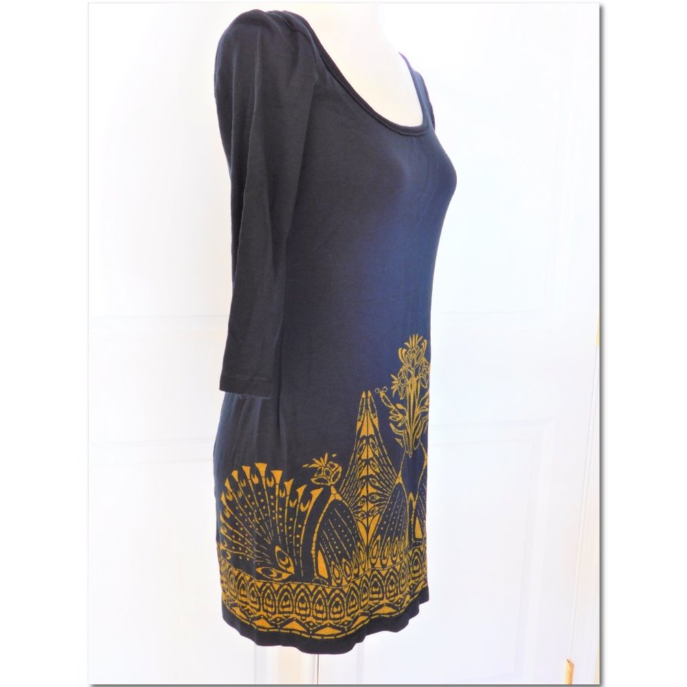 Max Studio Dress Tunic Size Small Navy and Gold - Picture 5 of 6
